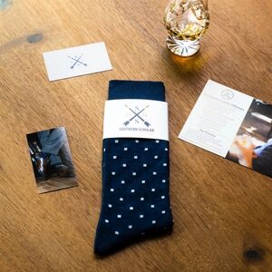 The Lehmans - A Navy Sock with White Mirco-Squares